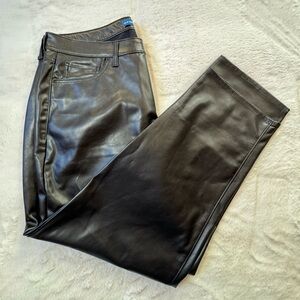 Old Navy Faux Leather Pants Womens 18P High Rise OG Loose Black Wide Leg 38x28